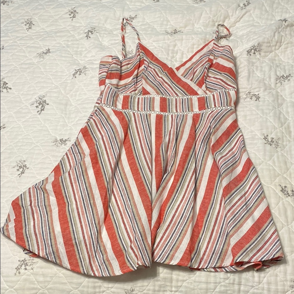 Blue Rain Striped Red and White Dress